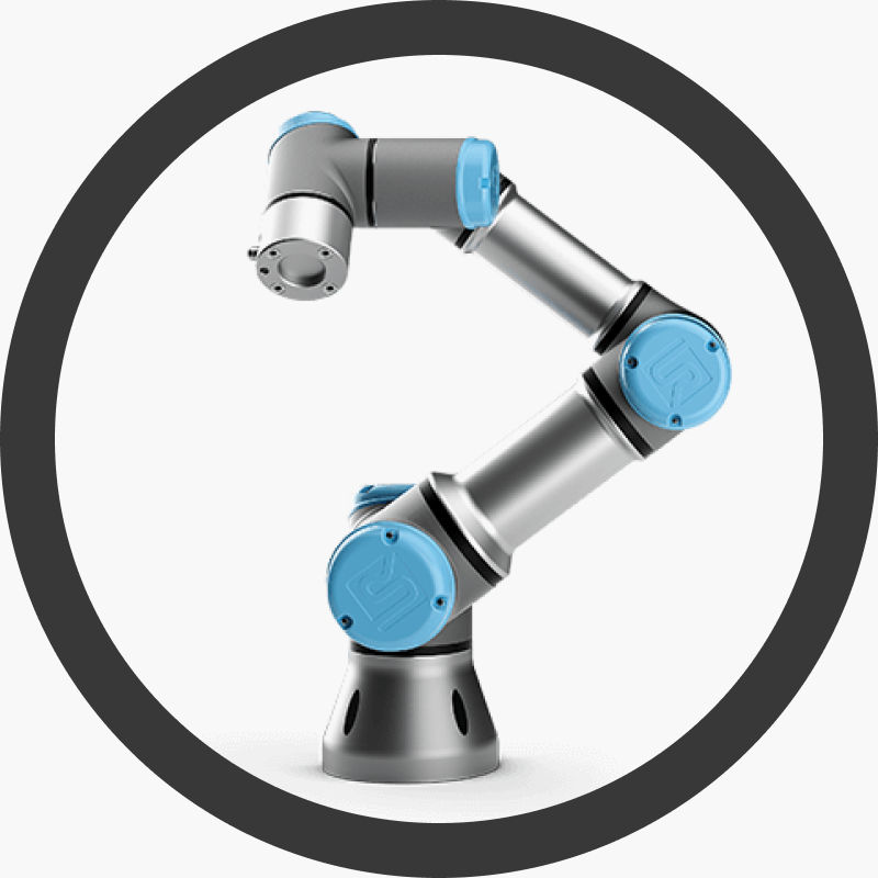 Logotipo para Universal Robots de un brazo robot.